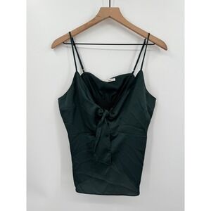 Abercrombie Fitch Shirt Women Large Green Cami Top Holiday Christmas Party Satin
